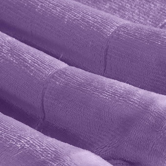 Elegant Comfort Ultra Soft Reversible Flannel Sherpa Blanket - Cozy Silky Fleece Throw for Couch, Bed - Plush Fuzzy Warm Winter Blanket for Gift, Queen, Lilac