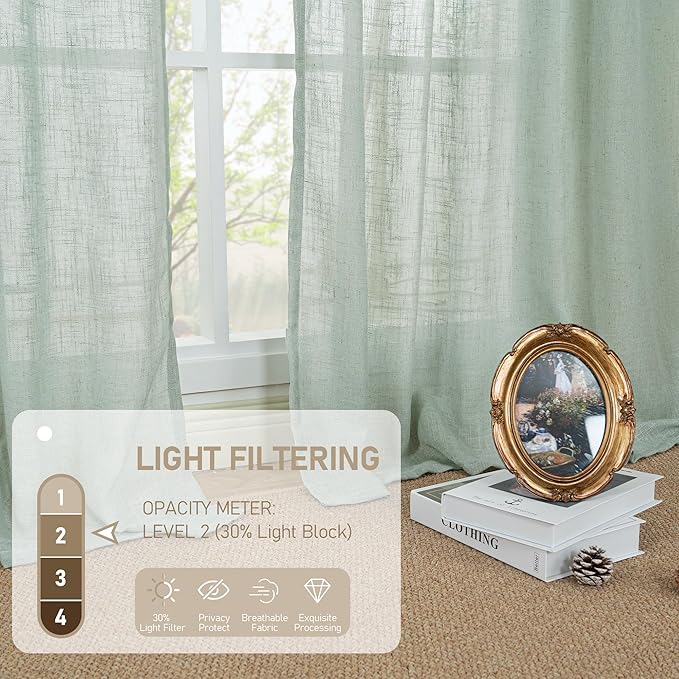 LAMIT 72 Inch Linen Sheer Curtains - Image 4