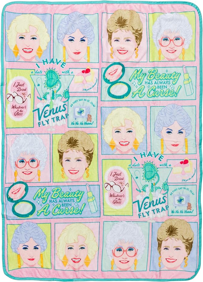 Silver Buffalo Golden Girls, Fleece Throw Blanket, 45x60in | Flannel, Dorothy, Rose, Blanche, Sophia, Soft and Cozy, 180 GSM