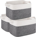 OIAHOMY 3 Pack Storage Basket for Organizing, 13''X9.85''X8.7'' Woven Storage Bins with Handles, toy organizers,Stylish Room Decor, Black variegated