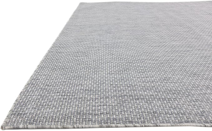 Unique Loom Outdoor Solid Collection Area Rug (8' x 11' 4" Rectangle Light Gray/Ivory)