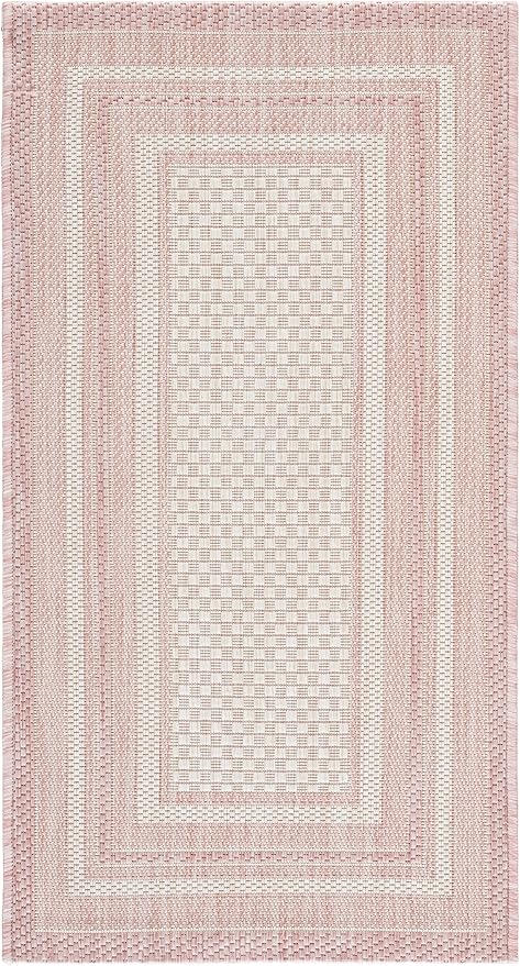 SAFAVIEH Courtyard Accent Rug 2'0"x3', Ivory & Pink CY8475-56212