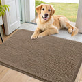 Smiry Dog Door Mat for Muddy Paws 40x24, Absorbent Dirt Trapper, Non-Slip Washable Chenille Entryway Rug for Inside Floor, Camel, Classic Solid