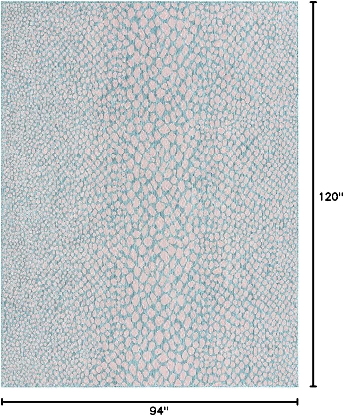 Unique Loom Jill Zarin Jill Zarin Outdoor Collection Area Rug - Cape Town (7' 10" x 10' Rectangle, Pink and Aqua/Light Blue)