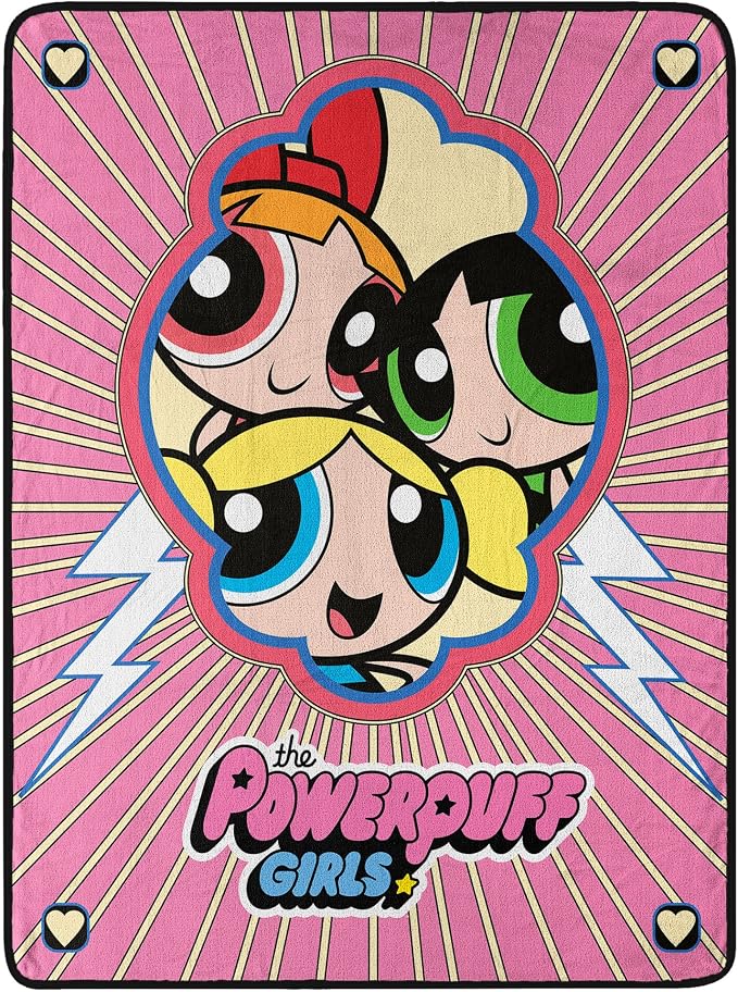 Northwest Powerpuff Girls Micro Raschel Throw Blanket, 46" x 60", Peeking Puffs