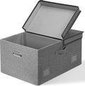 Graciadeco 75 Quarts Extra Large Decorative Storage Bins with Lids, 1 Pack Gray Collapsible Storage Bins with Lids, Stackable Storage Bins Decorative Box Storage With Lid Extra Large | 75 Quarts 1 Pack Gray1 Collapsible Stackable Linen Fabric 4 Handles...