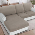 H.VERSAILTEX 2025 New Sectional Couch Covers 6 Pieces Stretch Sofa Covers for Sectional Sofa Set Separate L Shaped Couch Cover for Both Left/Right Couch (Seat and Back: 1 Chaise + 2 Sofa, Taupe)