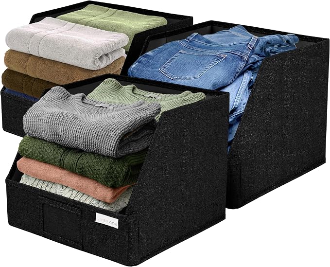 VIVIDECOR Open Front Trapezoid Closet Bins, Closet Shelf Organizer, 3 Pack