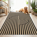 Washable Modern Easy Jute Rug 3x5, Black Outdoor Indoor Patio Abstract Geometric Neutral Small Rug, Woven Non Slip Thin Carpet Mat for Living Bedroom Entryway Front Door Farmhouse Doorway Kids