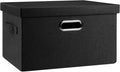 Graciadeco Medium 15" 21 Quart Collapsible Stackable Storage Bins with Lids, 1 Pack Black Foldable Fabric Closet Storage Boxes with Lids, 4 Handles Heavy-duty Linen Cube Baskets for Bedroom | 21 Quart 1 Pack Black Collapsible Stackable Linen Fabric 4 H...