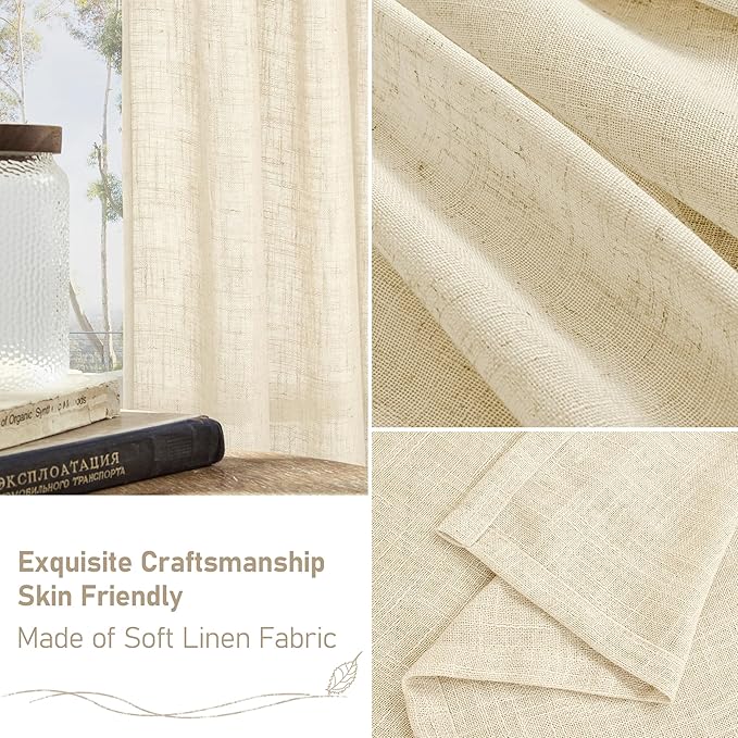 LAMIT Beige Linen Curtains 84 Inch - Image 8