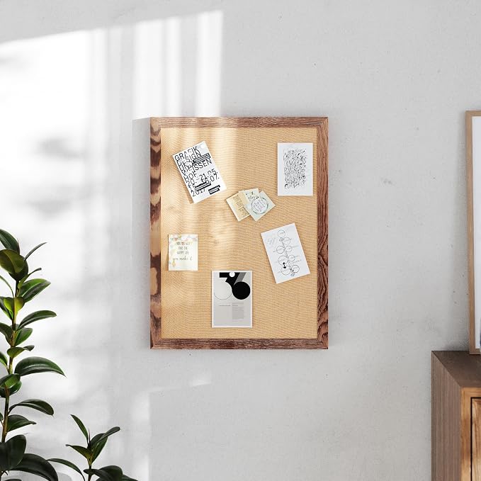 Flash Furniture Rustic Wall Mount Linen Board, for Home, Office, School, Comes with Wood Push Pins, 18" x 24", Torched Brown