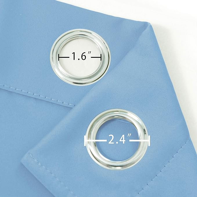 LEMOMO Sky Blue Thermal Blackout Curtains/52 x 63 Inch/Set of 2 Panels Room Darkening Curtains