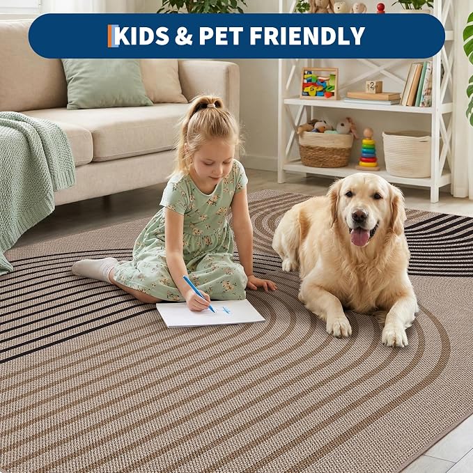 GarveeHome Rainbow Easy Jute Rug 2x3 Entryway Rug Indoor Outdoor Front Door Mat Neutral Non Slip Non Shedding Washable Farmhouse Kitchen Mat