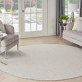 Nourison Home Courtyard Ivory Silver 6' x Round Area Rug - Easy Clean, Non Shedding, Bed Room, Living Room, Dining Room, Kitchen (6' x Round)