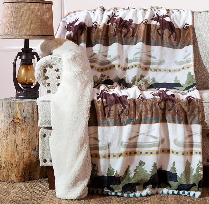 Carstens, Inc. Ultra Premium Super Soft Plush Sherpa Fleece Oversized Throw Blanket 54" x 68", Hidden Lake