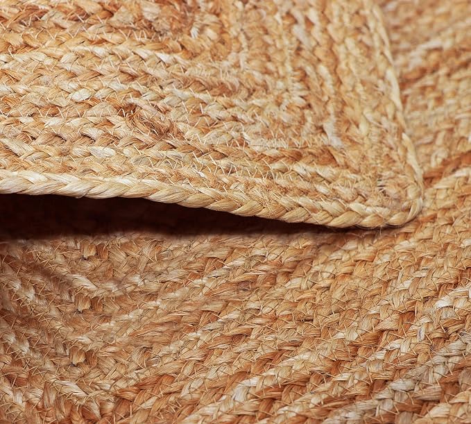 COTTON CRAFT Jute Rug - Braided 100% Jute Door Mat - Woven Neutral Reversible Small Rug - Entryway Kitchen Living Room Bedroom Bathroom Farmhouse Rustic Boho Door Mat Throw Carpet - 22x34 - Natural