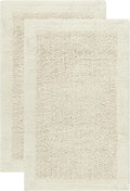 SAFAVIEH Plush Master Bath Collection PMB623N Handmade Natural Cotton Bath Mat, 1 feet 9 inches by 2 feet 10 inches (1'9" x 2'10") (Set of 2)