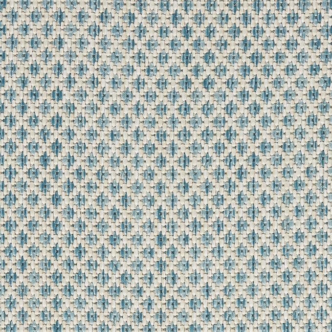 Nourison Home Courtyard Ivory Aqua 4' x Square Area Rug - Easy Clean, Non Shedding, Bed Room, Living Room, Dining Room, Kitchen (4' x Square)