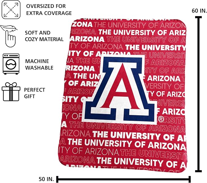 Logo Brands NCAA Classic Fleece Throw Blanket -50” x 60” Ultra-Soft Game Day Blanket with Bold Team Colors & Logo – Cozy College Team Bedding for Fans & Alumni