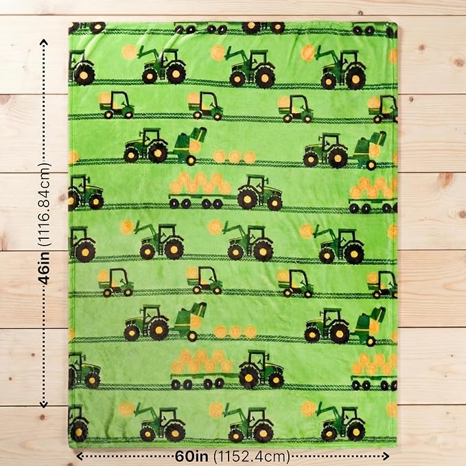 John Deere Trailer Tractor Kids Bedding Super Soft Plush Throw Blanket, 46 in x 60 in, (Officially Licensed Product) by Franco