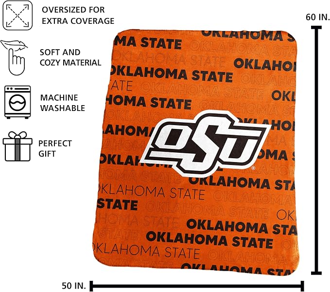 Logo Brands NCAA Classic Fleece Throw Blanket -50” x 60” Ultra-Soft Game Day Blanket with Bold Team Colors & Logo – Cozy College Team Bedding for Fans & Alumni