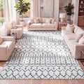 JONATHAN Y Boho Vintage Diamond Cream/Navy Indoor Area Rug 5X8 ft, Moroccan Hype for Living Room, Bedroom, Kitchen, Office, Easy-Cleaning, High Traffic, Pet-Friendly, Non-Shedding (MOH101F-5)
