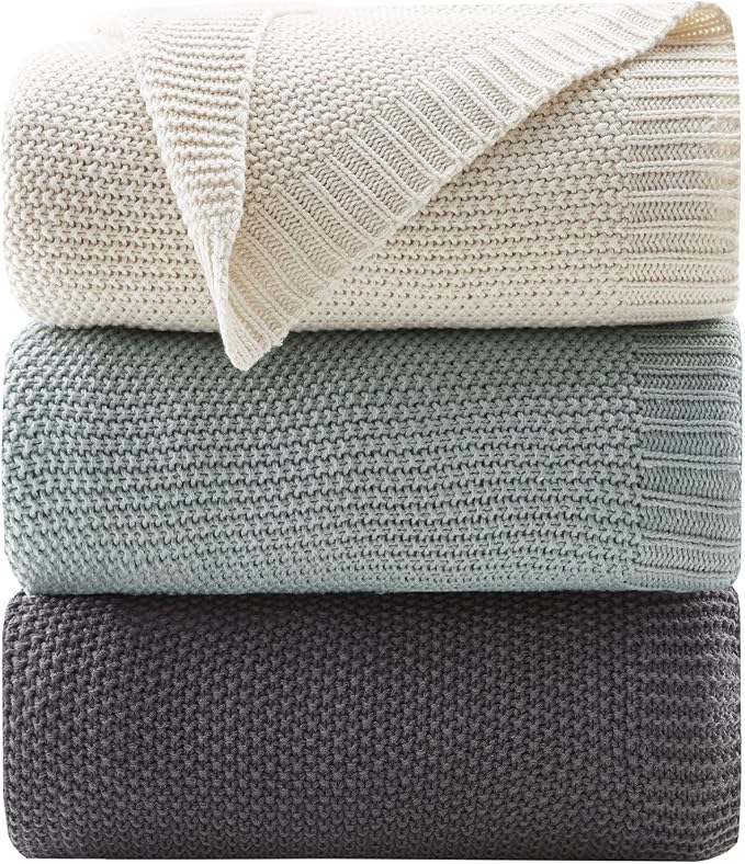 INK+IVY Bree Knit All Season Blanket Lightweight for Summer, King, Ivory | Ultra Soft, Acrylic, Breathable Fabric for Bed or Couch, OEKO-TEX Certified