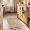 Collive Boho Bathroom Rug 2' x 3', Modern Farmhouse Rugs for Entryway Hand-Woven Washable Kitchen Mat, Tan Low Profile Front Door Mat Reversible Porch Carpet for Laundry Bedroom Decor