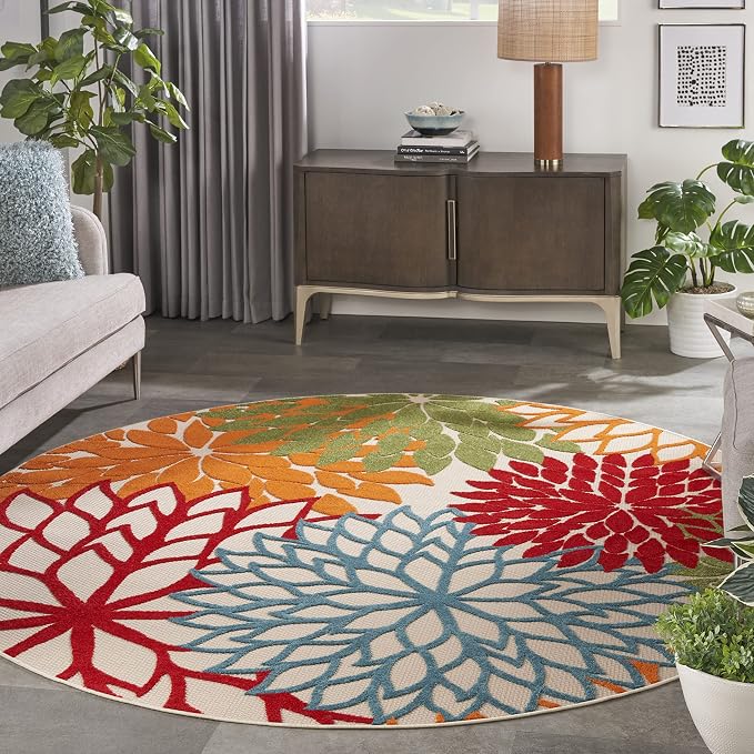 Nourison Home Aloha Indoor/Outdoor Green 10' x Area Rug (10 Round)