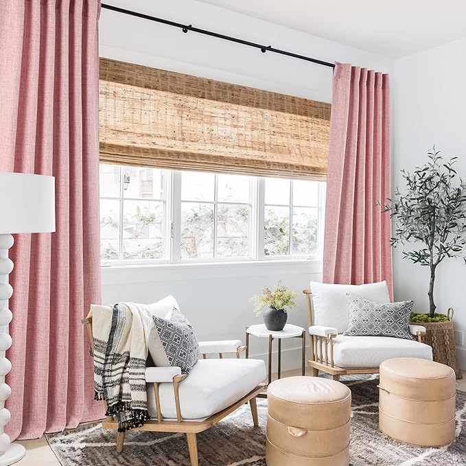 RYB HOME Living Room and Bedroom Curtains and Drapes Linen Sheer, Light - Image 6