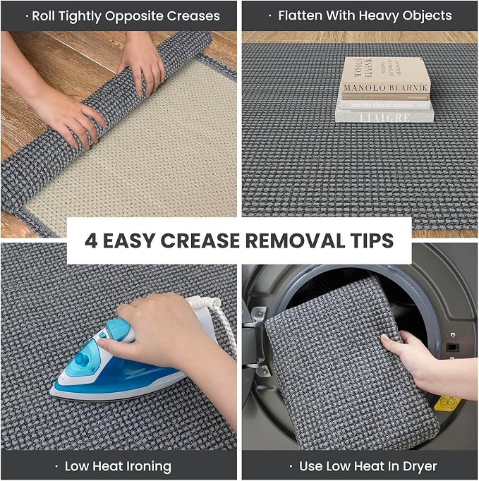 IOHOUZE Washable Runner Rug 2x8 Non Slip Rubber Backed Hallway Runner Entryway Runner Indoor, Kitchen Rugs Woven Cotton Floor Carpet for Kitchen Hall Entrance Bedroom, Dark Grey