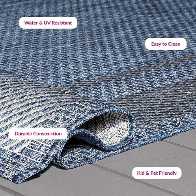 SAFAVIEH Courtyard Area Rug 9x12, Large Navy & Grey CY8477-40021