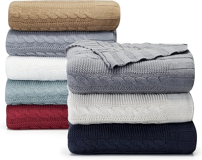VCNY Home - Throw, Soft & Cozy Cotton Blanket, Cable Knit Home Decor (Dublin Navy, 50" x 70")
