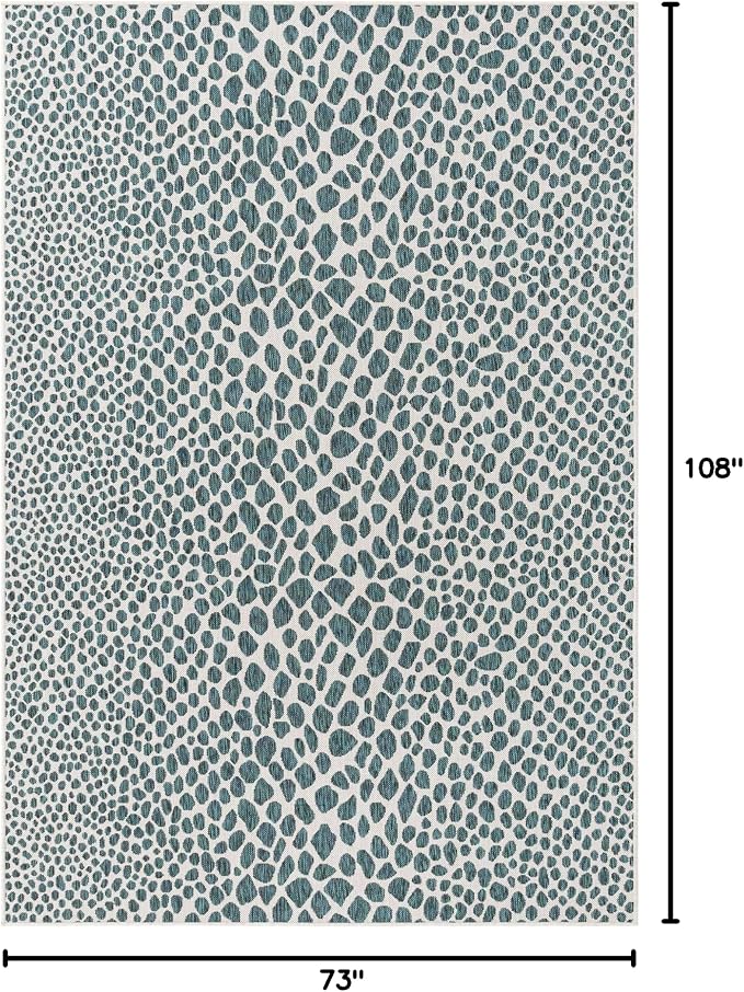 Unique Loom Outdoor Collection Area Rug - Cape Town (6' 1' x 9' Rectangle, Teal/ Ivory)