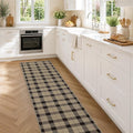 JTJ Easy Jute Kitchen Runner Rug 2'6" x 10', Washable Non Slip Indoor Outdoor Low Pile Rug for Hallway, Entryway & Laundry Room, Farmhouse Plaid Style