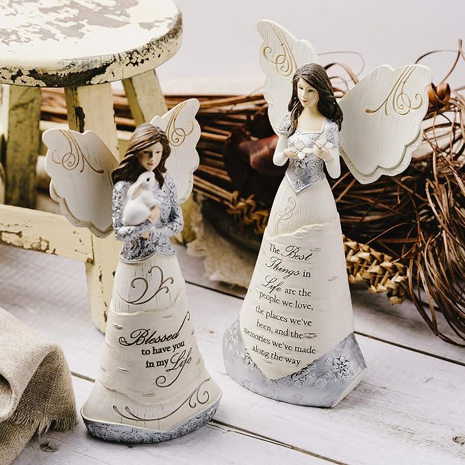 Pavilion Gift Company Elements 82328 Angel Figurine Holding Butterflies, Best Things In Life, 8-Inch , White