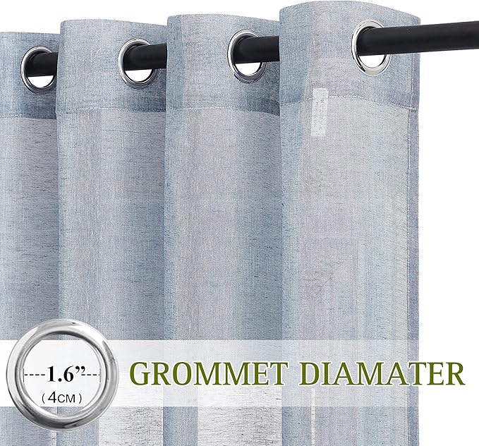 NICETOWN Linen Sheer Sliding Door Curtain 100 Inch, Eyelet Top Semi Privacy - Image 2