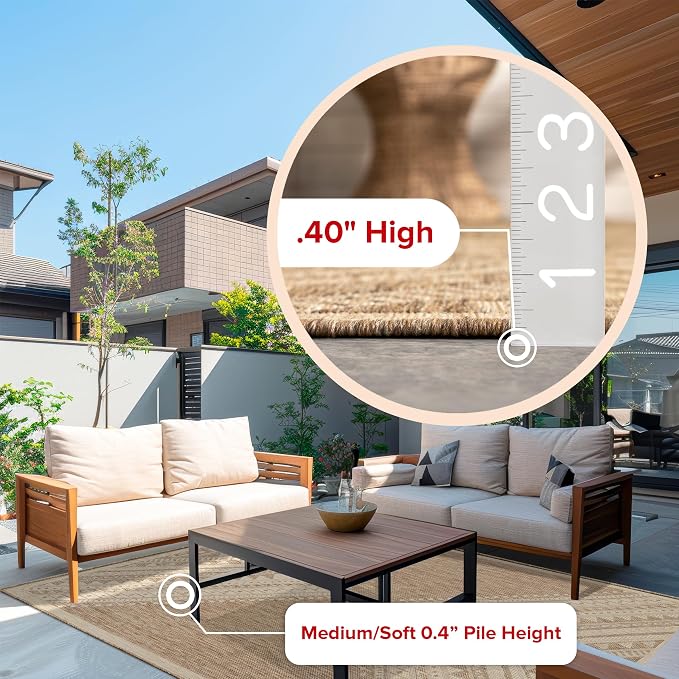 Nuloom Outdoor Performance Collection Landry Brown/Ivory, 2' x 3', Soft and Cozy, High Traffic, Stain Resistant, Easy Clean, Durable Area Rug for Indoor/Outdoor Patio, Deck, Porch, Garden, Courtyard
