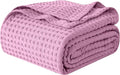 Elegant Comfort Premium 100% Cotton Waffle Blanket - Lightweight Breathable Waffle Weave Bed Blanket - Soft and Warm All Season Blanket for Couch, Sofa and Bed, Full Size 88x88 Inches, Lavender