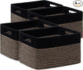 4 Pack Storage Baskets for Organizing, Shelf Baskets with Handles, Black&Brown