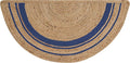 Boho Braided 1.5x3 Area Rug - Jute Natural Fiber Half Round Rug for Living Room Entryway, Farmhouse, Home, Indoor Rugs Jute Door mat for Bathroom, Kitchen (Navy Natural, 1.5 X 3 ft)
