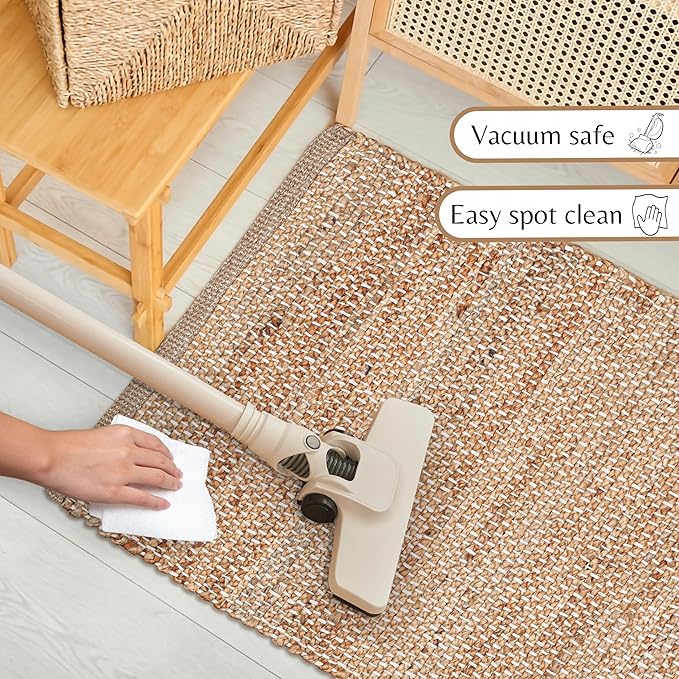 Hausattire Jute Woven Rug 2'x3' - Natural, Hand Braided Boho Entry Area Rugs for Kitchen, Living Room | Small Farmhouse Indoor Outdoor Decorative Mat for Patio, Entryway Front Door Mats - 24x36 Inches