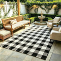 Buffalo Plaid Rug 4' x 6' Black and White Front Door Mat Reversible Layered Porch Rug Washable Hand Woven Cotton Area Rug for Indoor Outdoor Living Room Dining Room Bedroom Kitchen Porch Decor