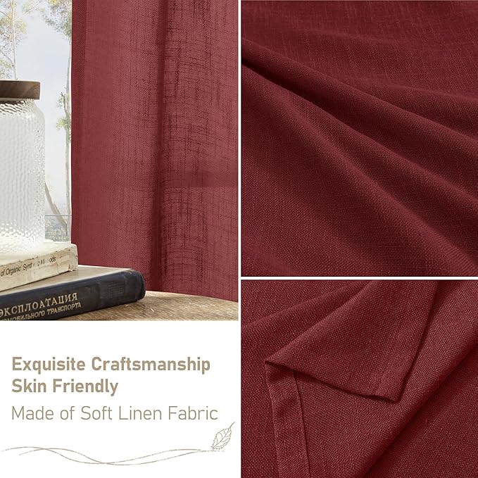 LAMIT Red Linen Curtains 40 Inches Long - Image 7