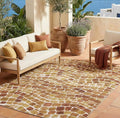 ReaLife Rugs Machine Washable Indoor Outdoor - Mat Rug Foldable Printed Thin Lightweight Cushioned Fade Resistant Patio Deck Dock Porch Pool Balcony Camping - Emery - Red Orange 4' x 6'