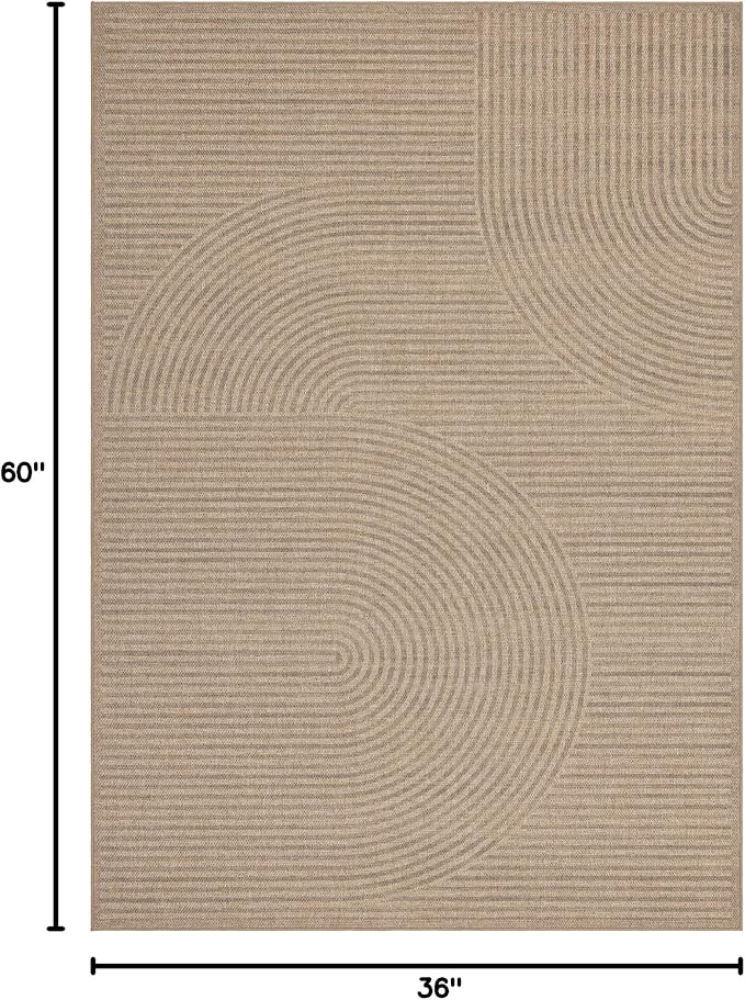 Non-Slip Jute Rug for Entryway: 3x5 Outdoor Mat - Swirl Curved Pattern | Safe Walking for Family All Day and Help with Cutting Slip Falls by 70%