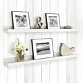 MCS Picture Ledge Shelf, Room Decor Floating Shelf, White Woodgrain, 35 Inch, Set of 2