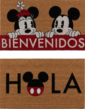 Gertmenian Disney Mickey Mouse Coir Doormat - 2x3 Welcome Mat (2-Pack), Ideal for High Traffic Areas in Front Door, Garage, Entryway - Mickey Bienvenidos/Hola, 47322