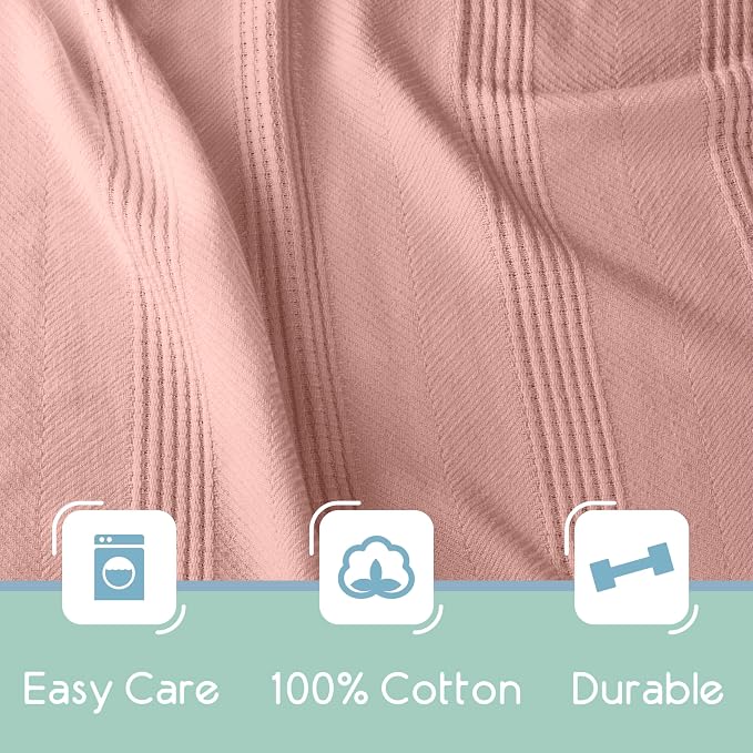 Vellux 100% Cotton Blanket, Queen, 90x90, Pink Clay | Soft, Breathable Knit, Lightweight, All Season, Machine Washable, Oeko-Tex Certified, Hotel Quality